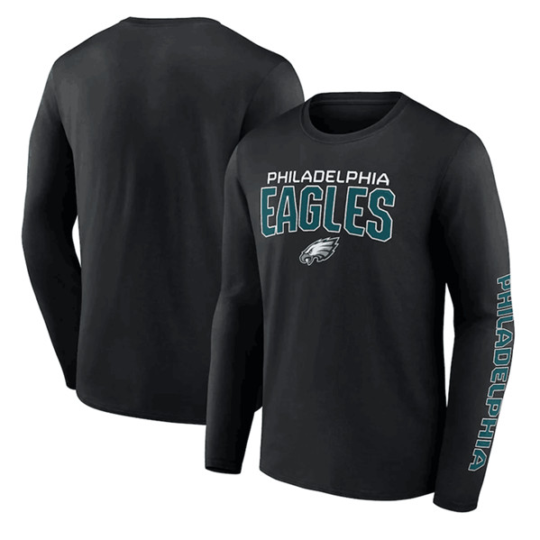 Men's Philadelphia Eagles Black Go the Distance Long Sleeve T-Shirt